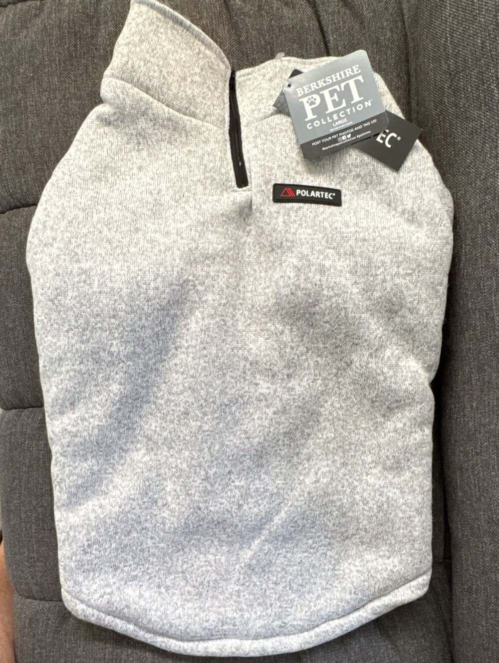 NWT! Berkshire Pet Collection Polartec Dog Fleece Jacket Size Large Grey